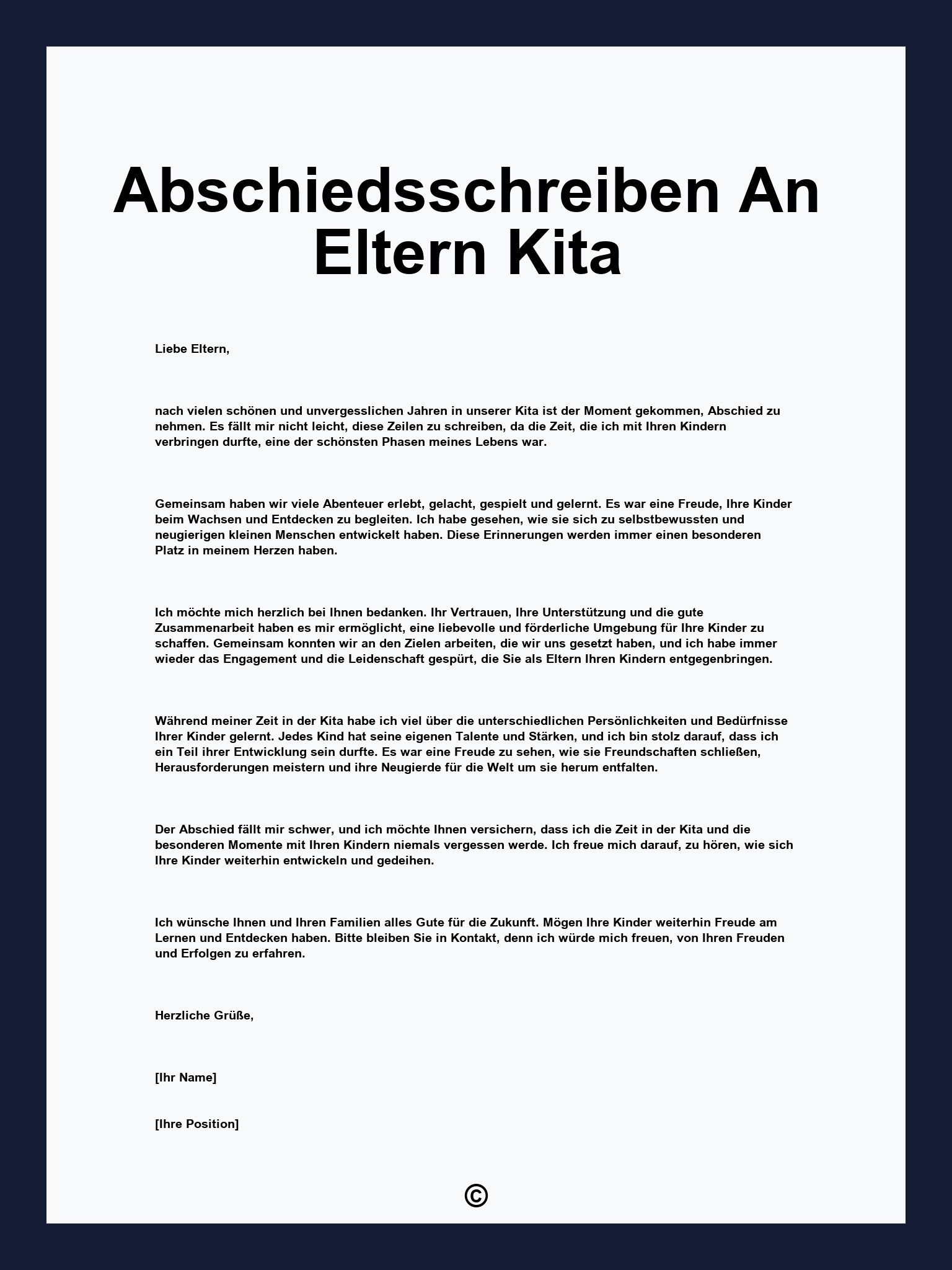 Abschiedsschreiben An Eltern Kita
