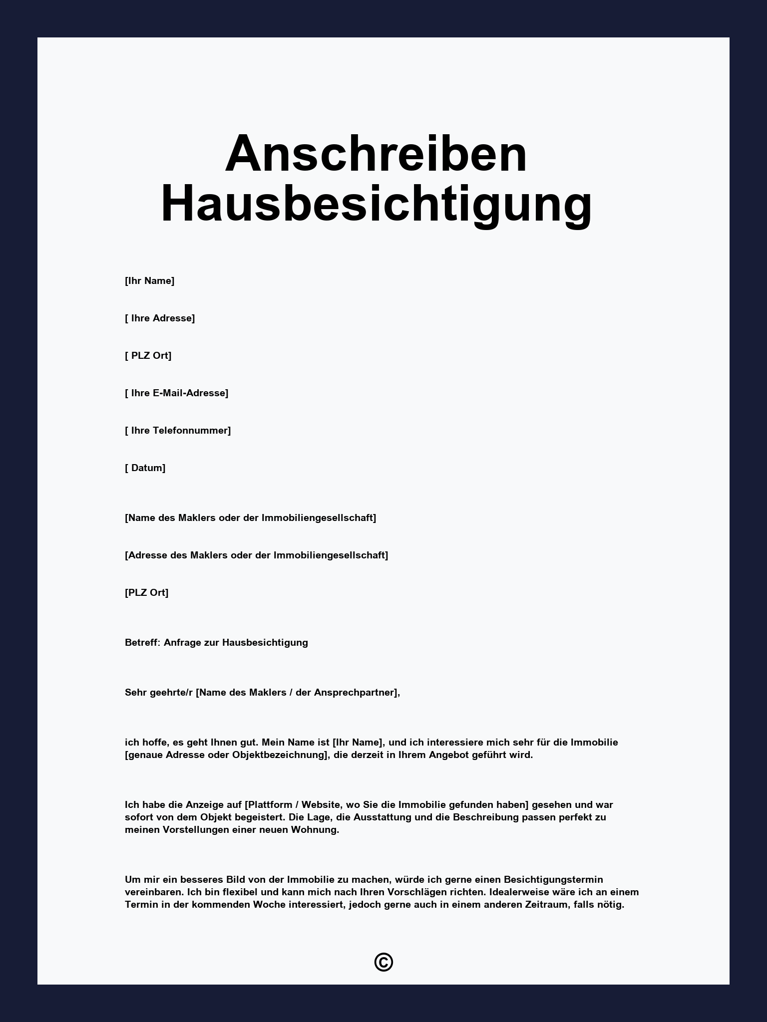 Anschreiben Hausbesichtigung
