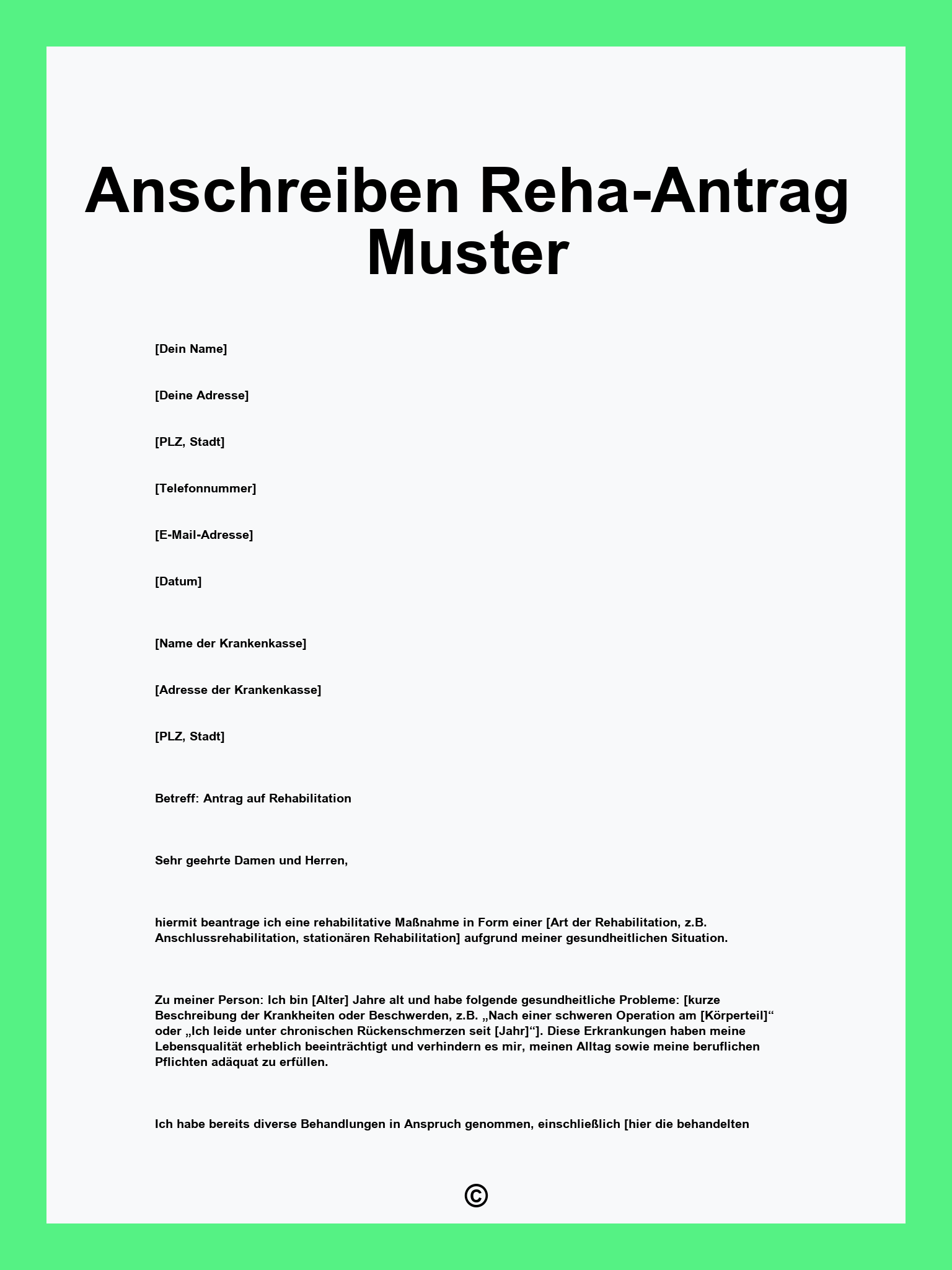 Anschreiben Reha-Antrag Muster