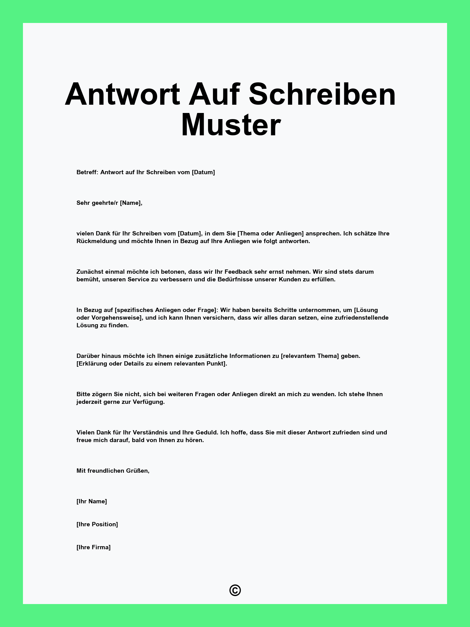 Antwort Auf Schreiben Muster