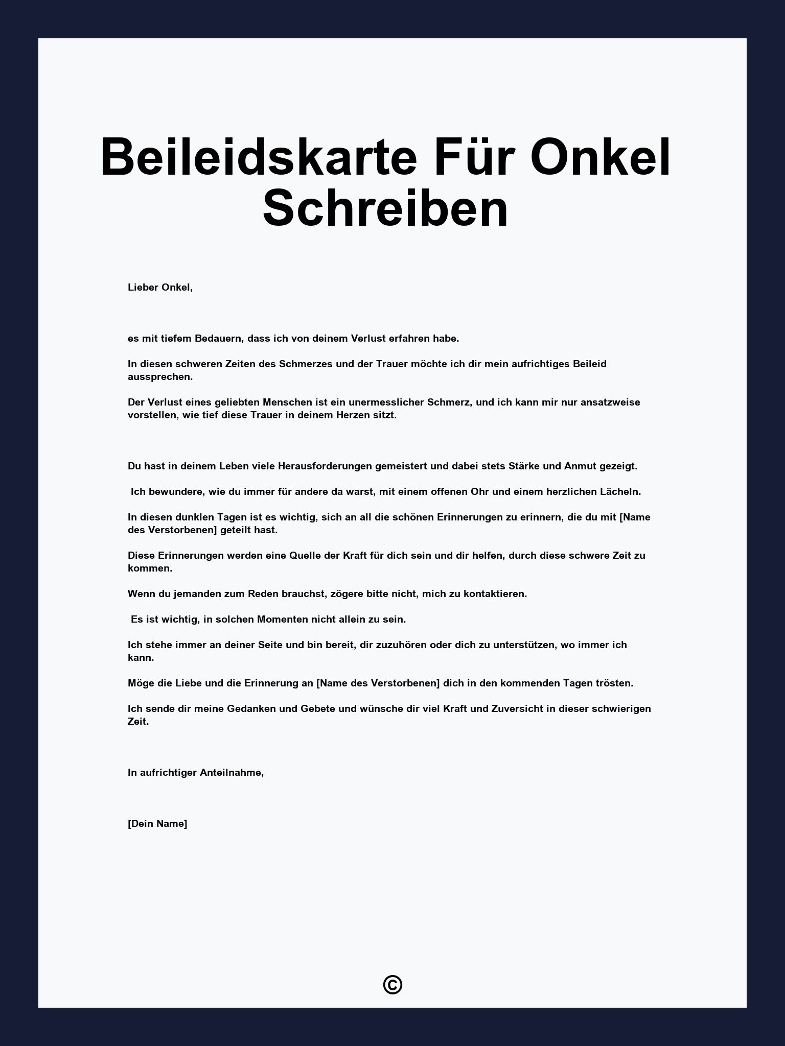Beileidskarte Für Onkel Schreiben