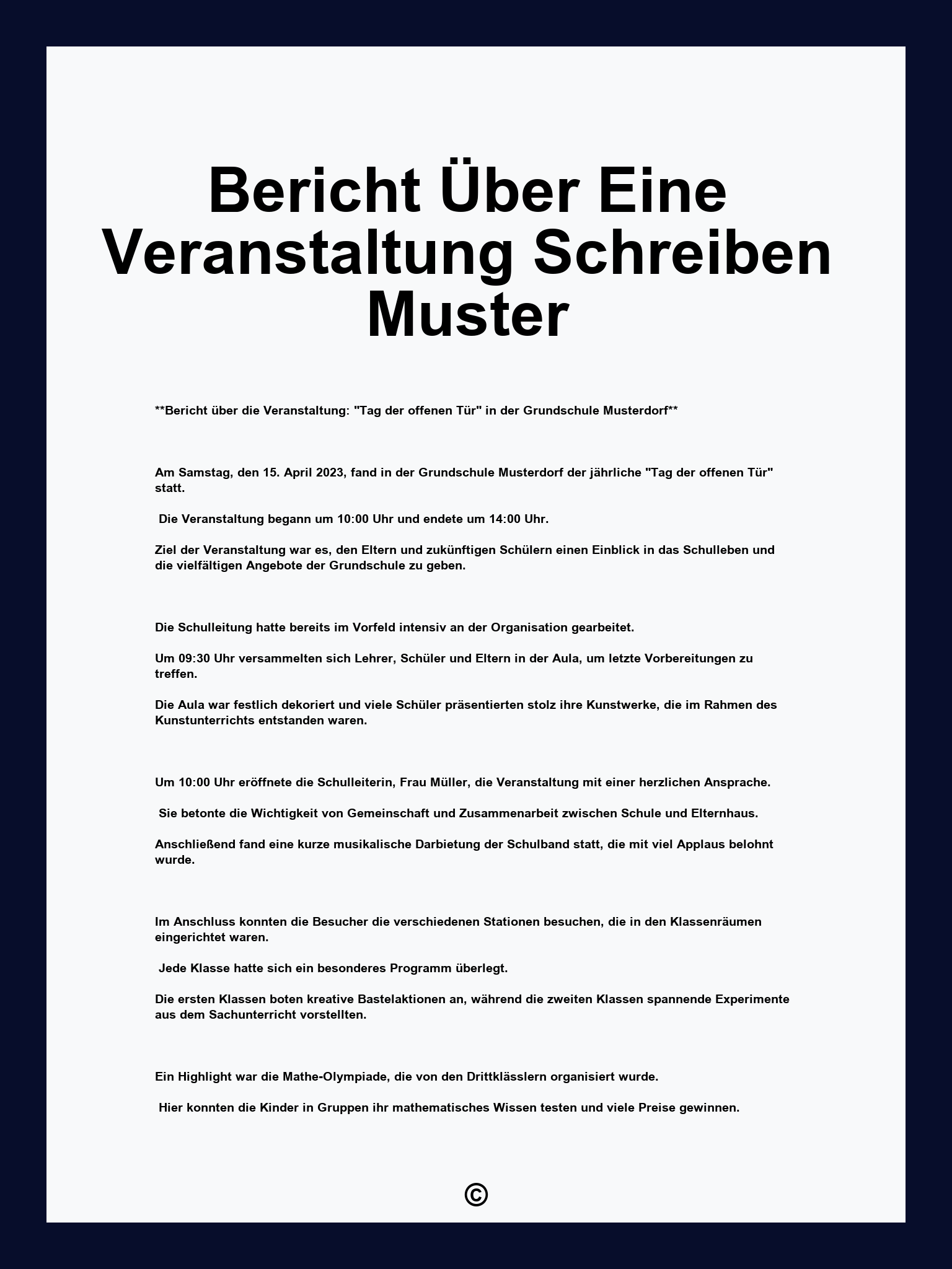 Bericht Über Eine Veranstaltung Schreiben Muster