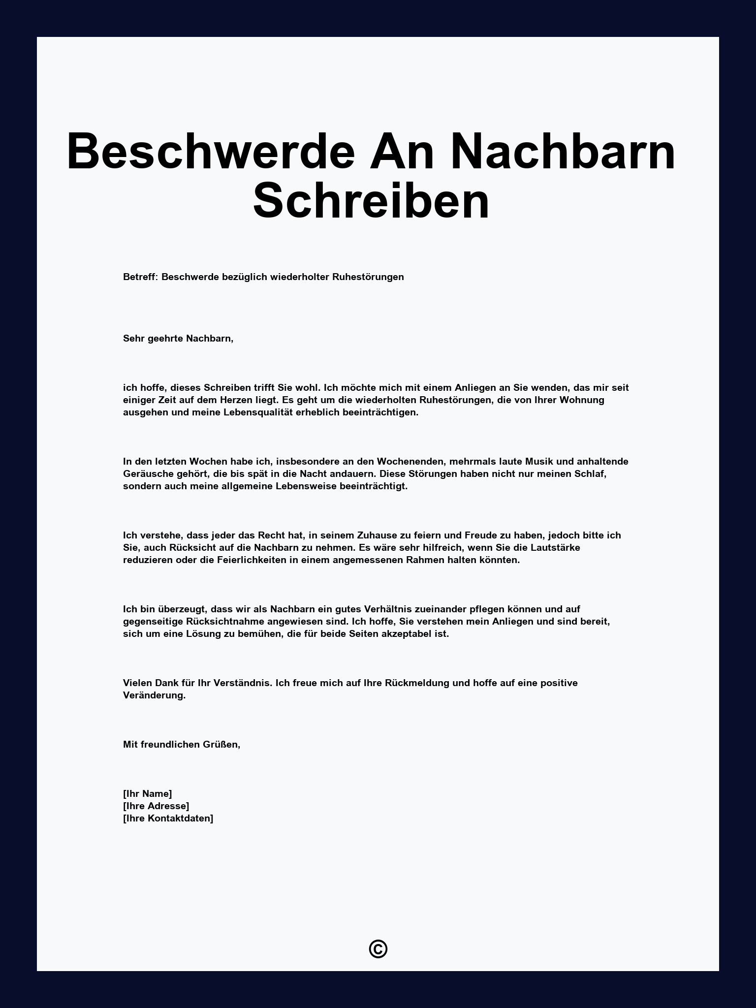 Beschwerde An Nachbarn Schreiben