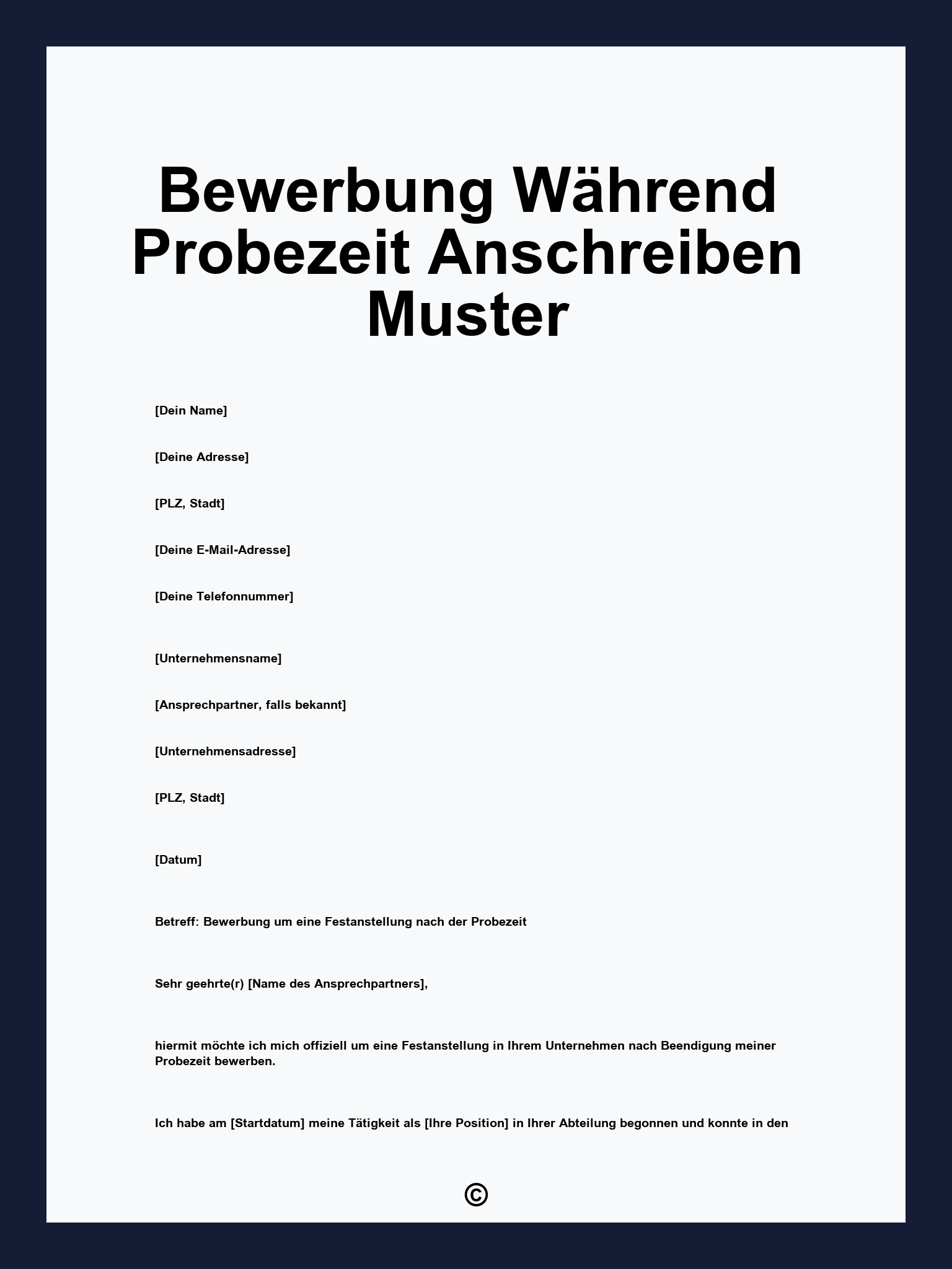 Bewerbung Während Probezeit Anschreiben Muster