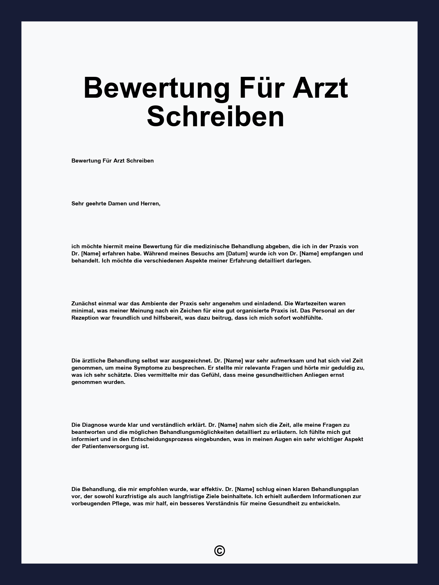 Bewertung Für Arzt Schreiben