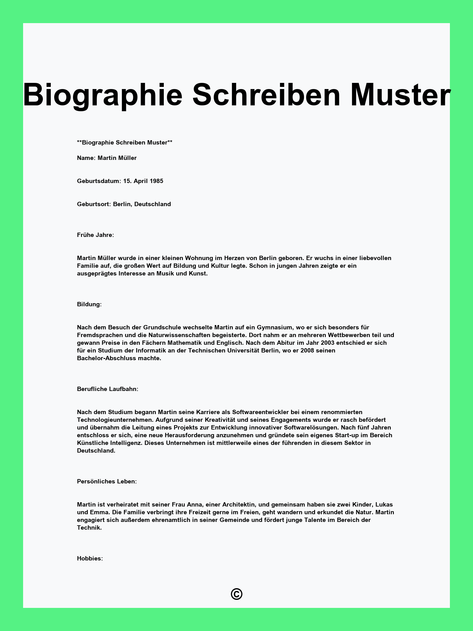 Biographie Schreiben Muster