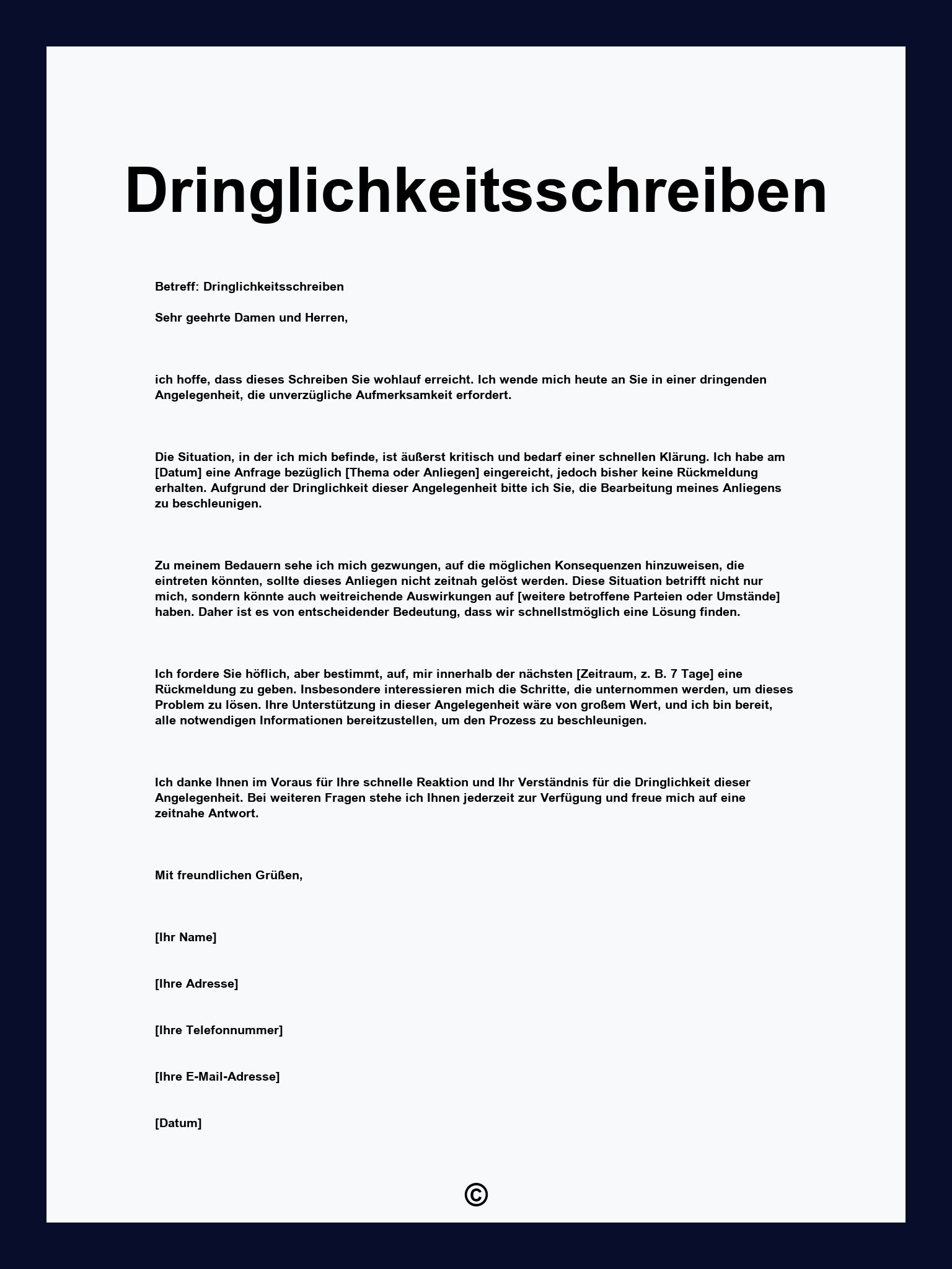 Dringlichkeitsschreiben