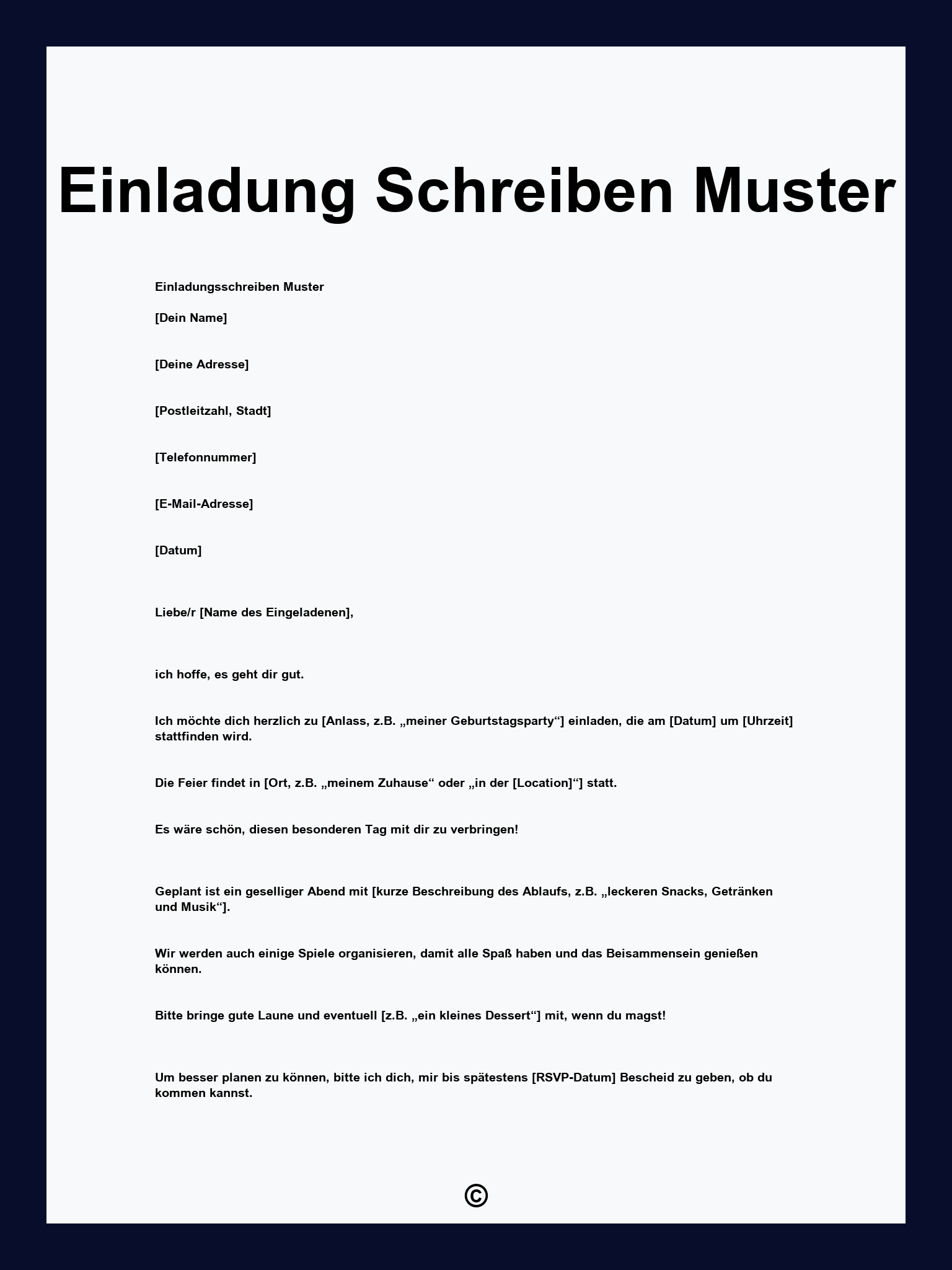 Einladung Schreiben Muster