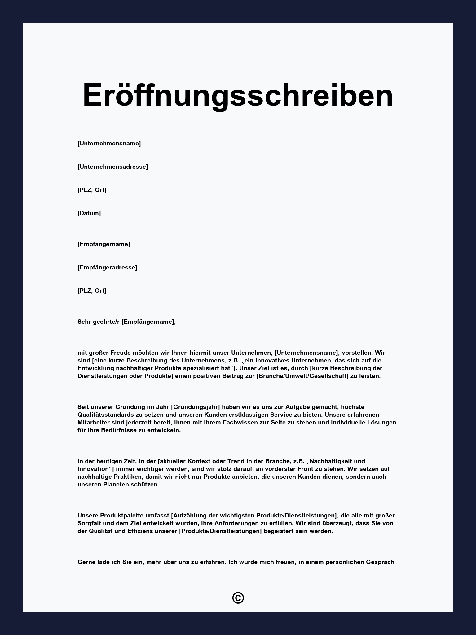 Eröffnungsschreiben