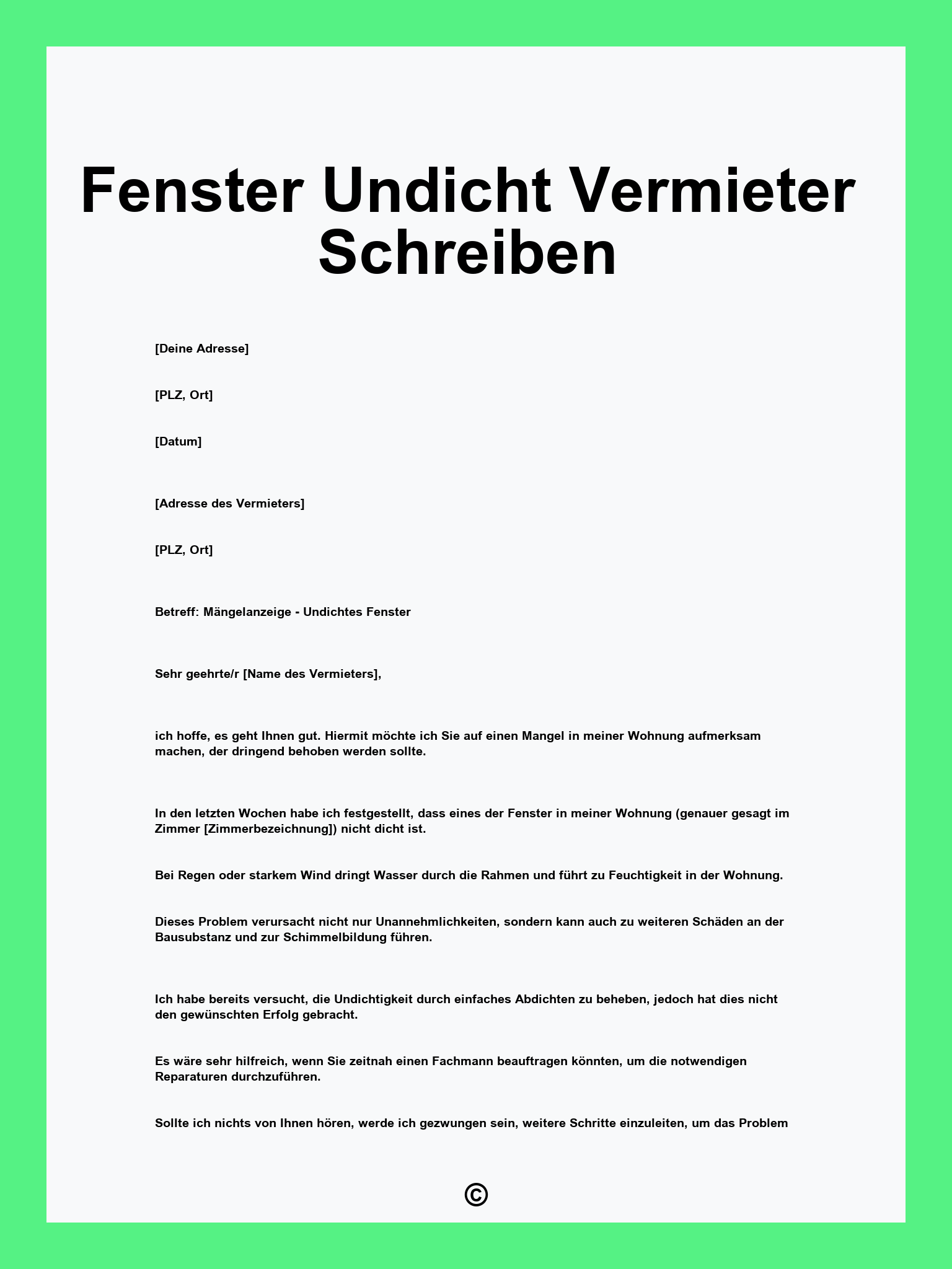 Fenster Undicht Vermieter Schreiben