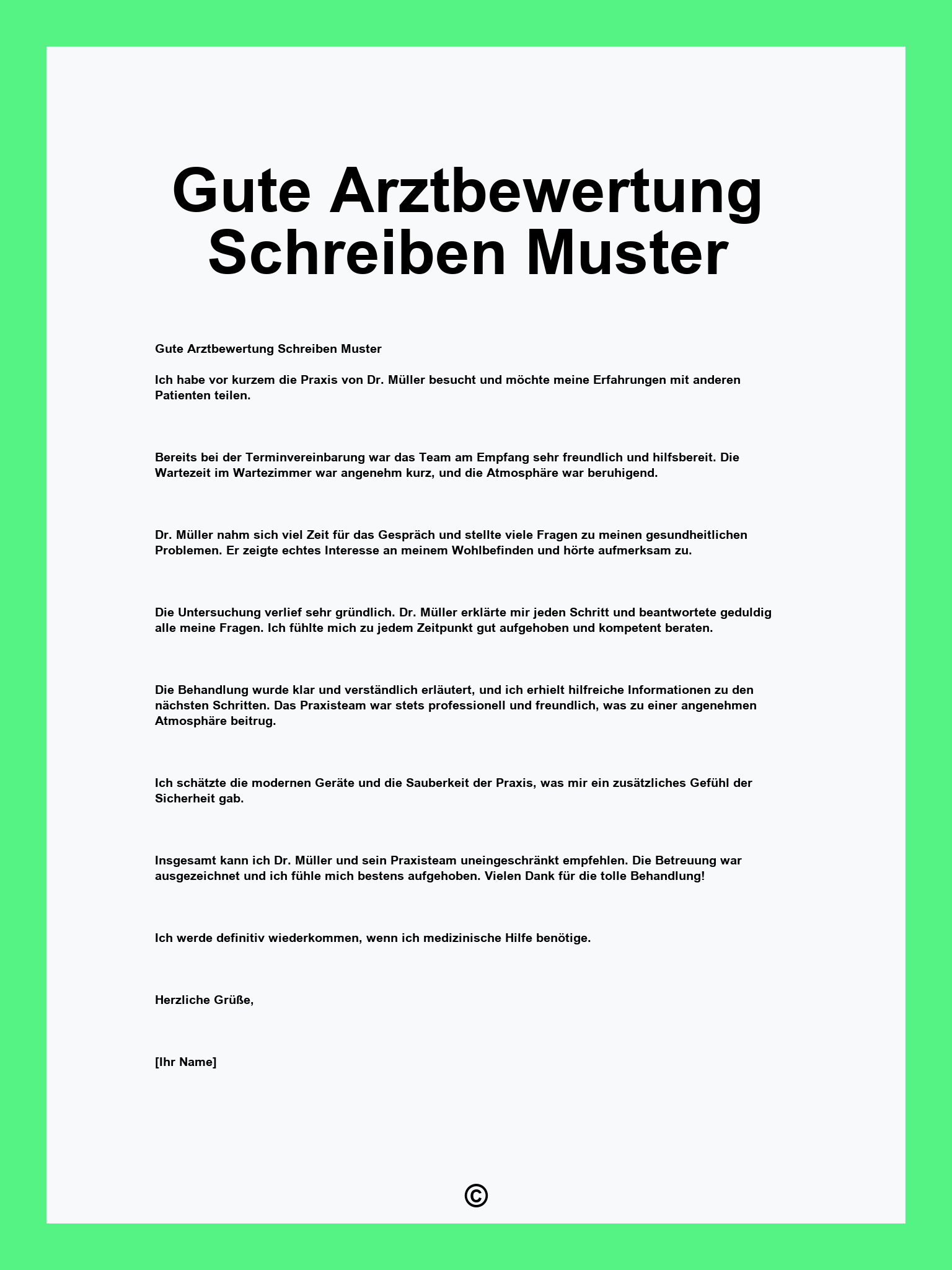 Gute Arztbewertung Schreiben Muster