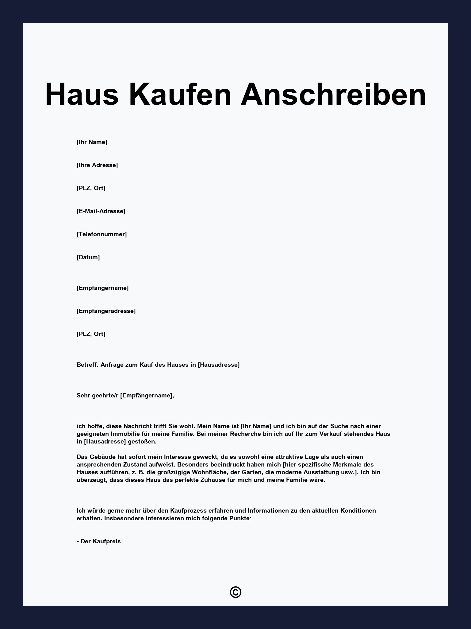 Haus Kaufen Anschreiben
