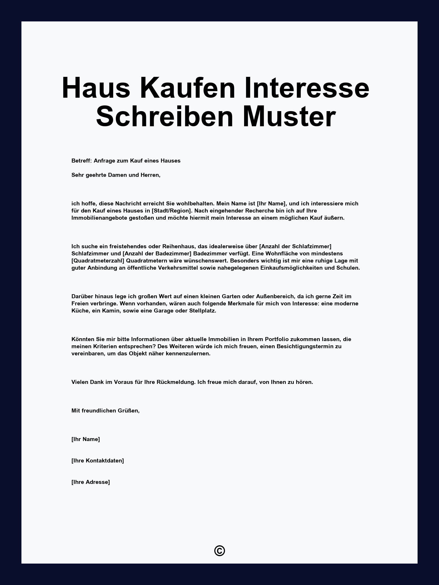 Haus Kaufen Interesse Schreiben Muster