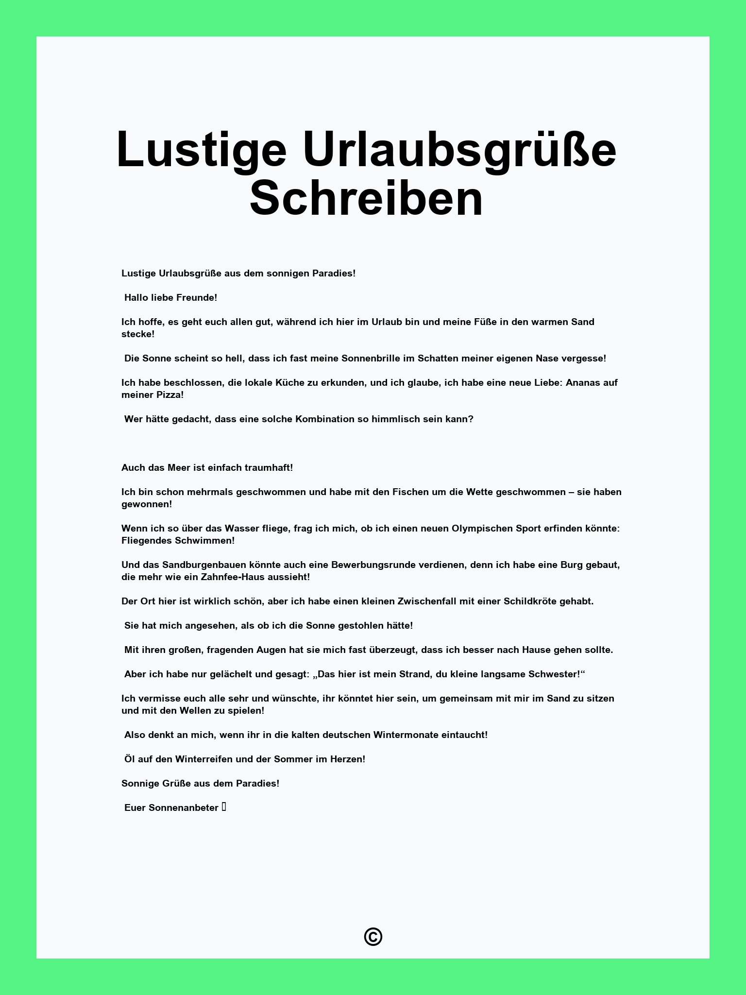 Lustige Urlaubsgrüße Schreiben