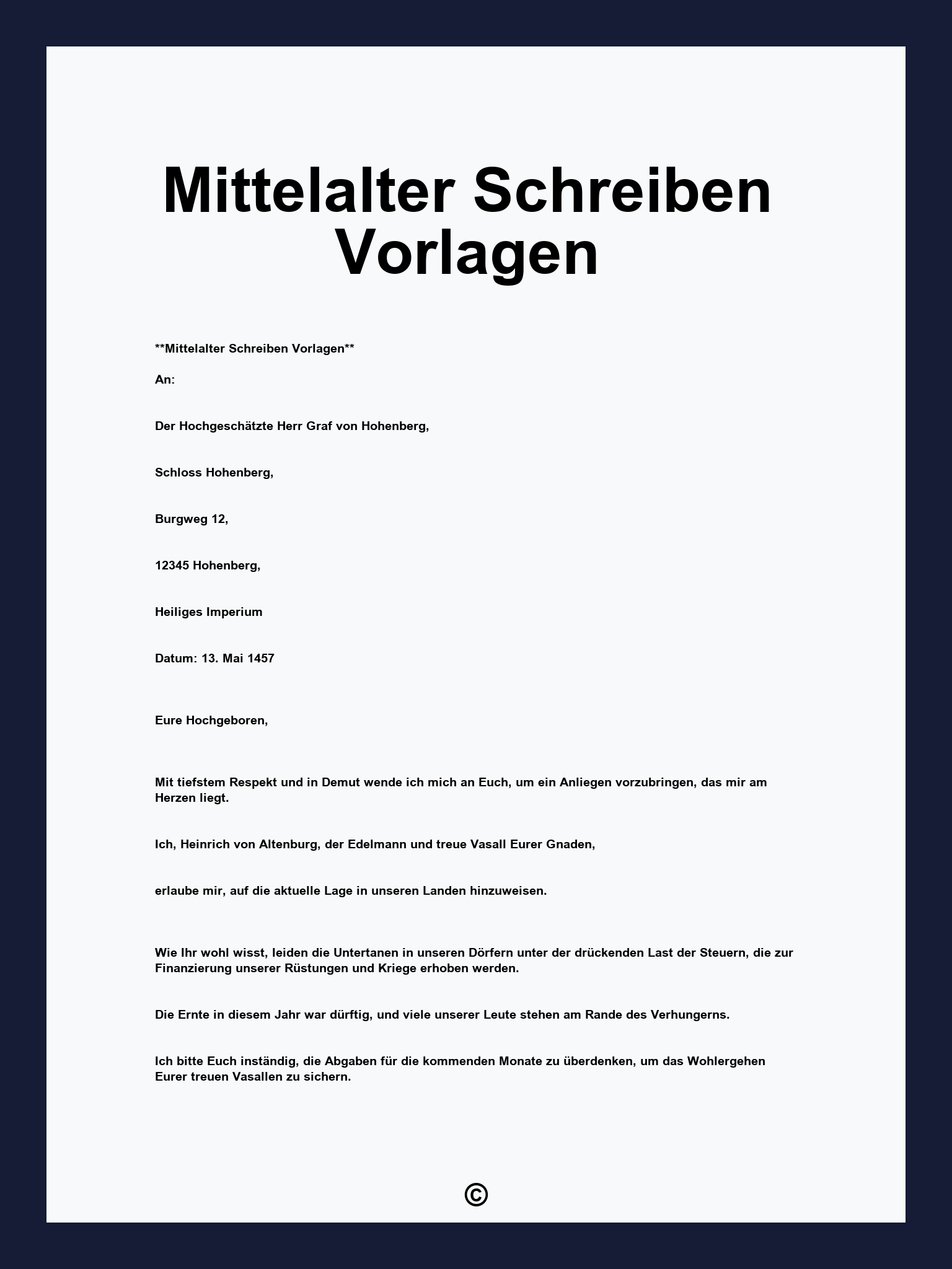 Mittelalter Schreiben Vorlagen