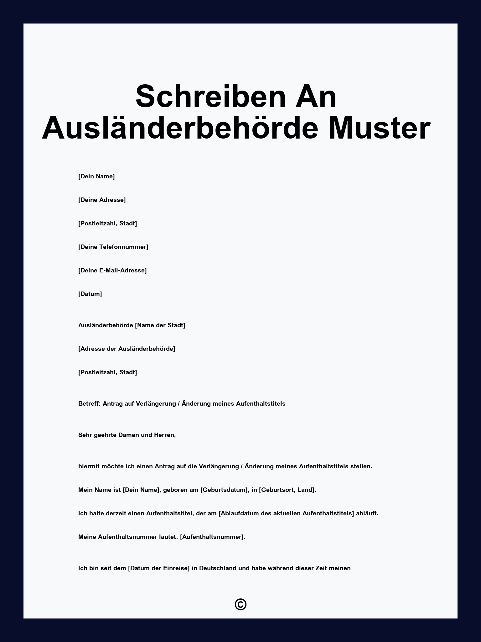 Schreiben An Ausländerbehörde Muster