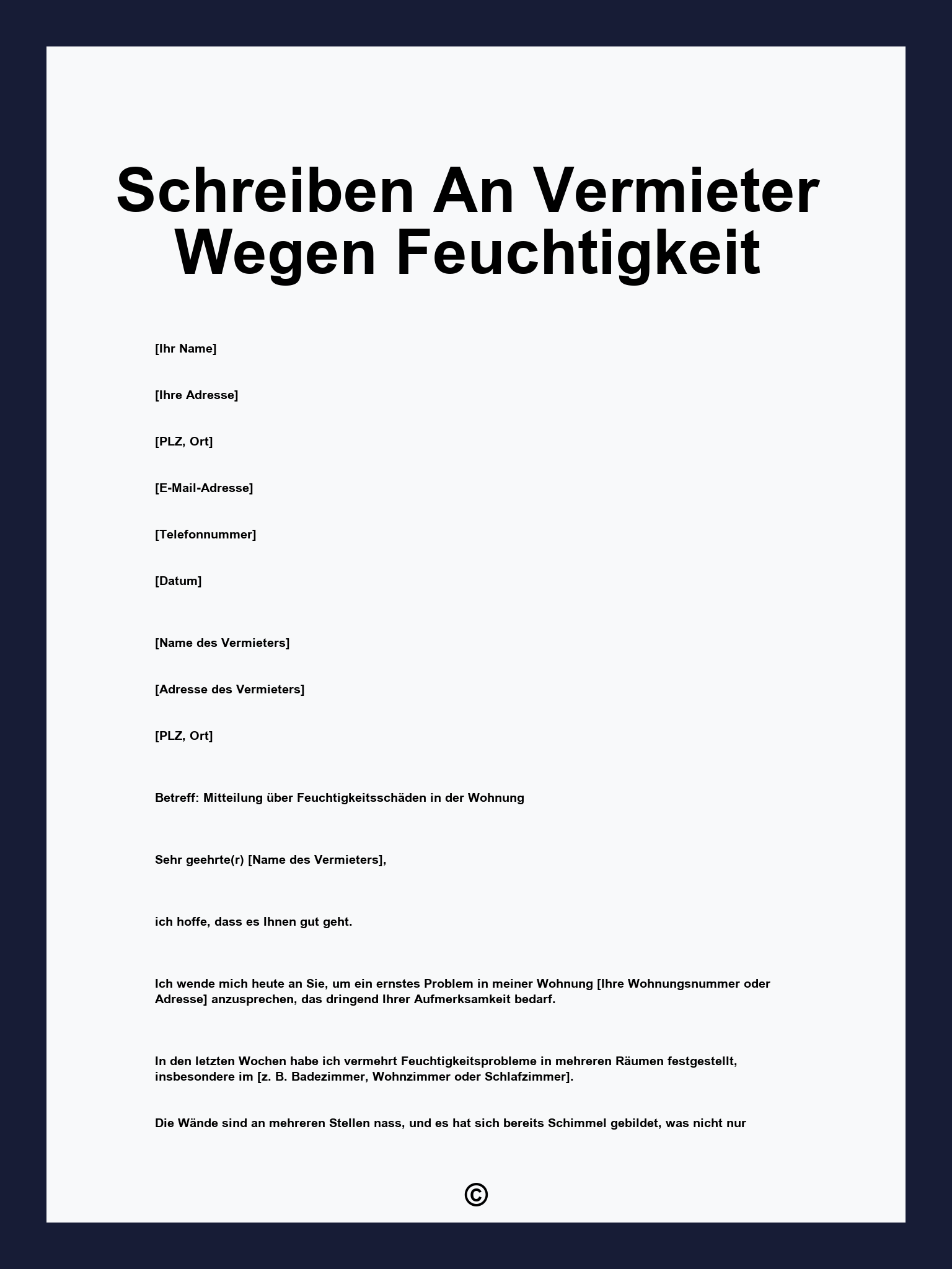 Schreiben An Vermieter Wegen Feuchtigkeit