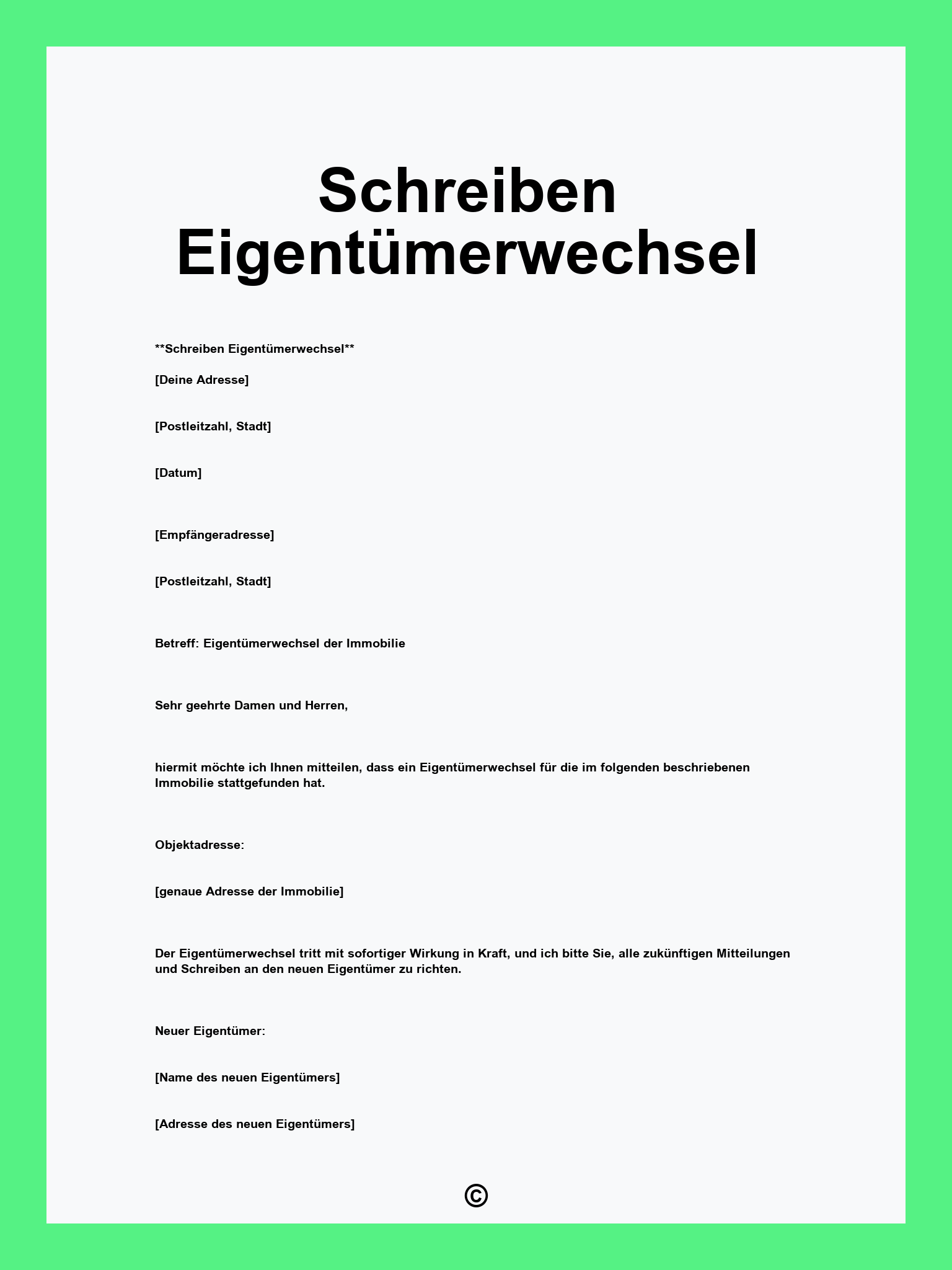 Schreiben Eigentümerwechsel