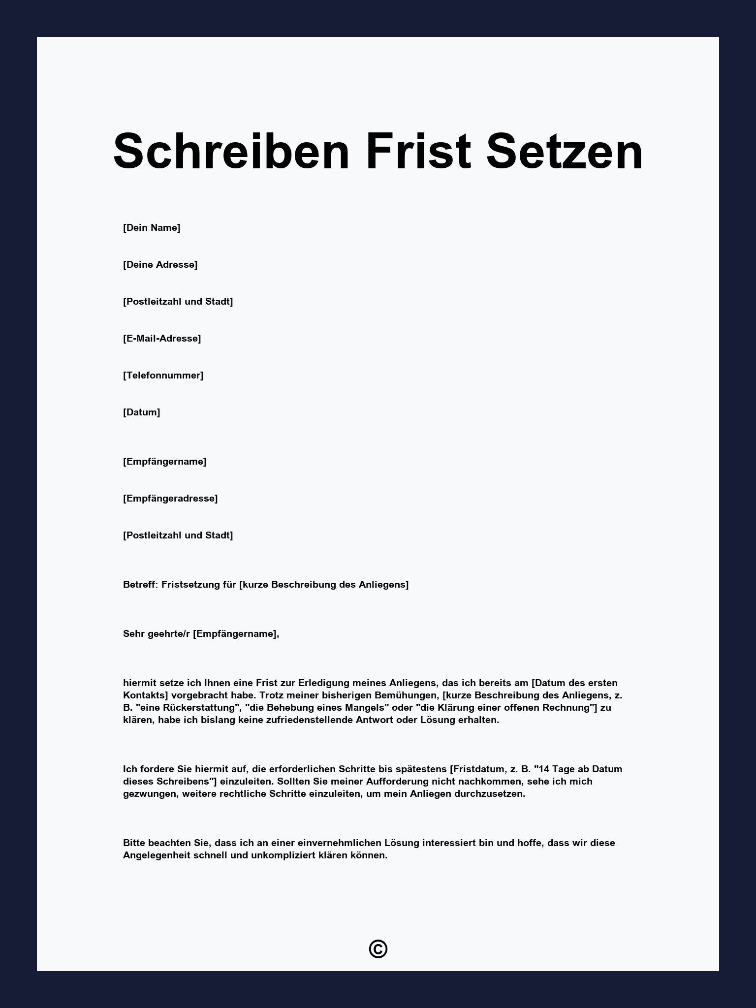 Schreiben Frist Setzen