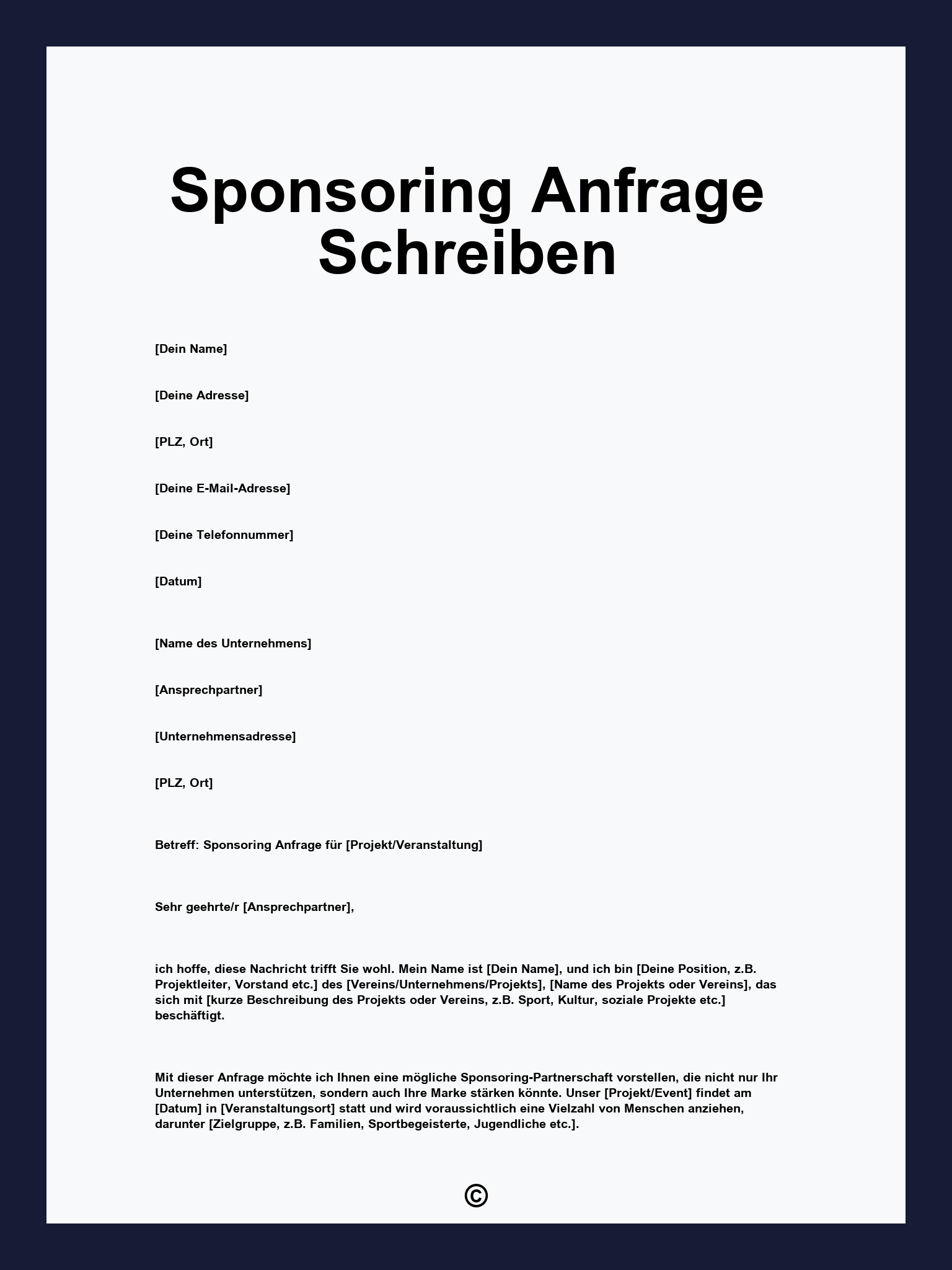 Sponsoring Anfrage Schreiben