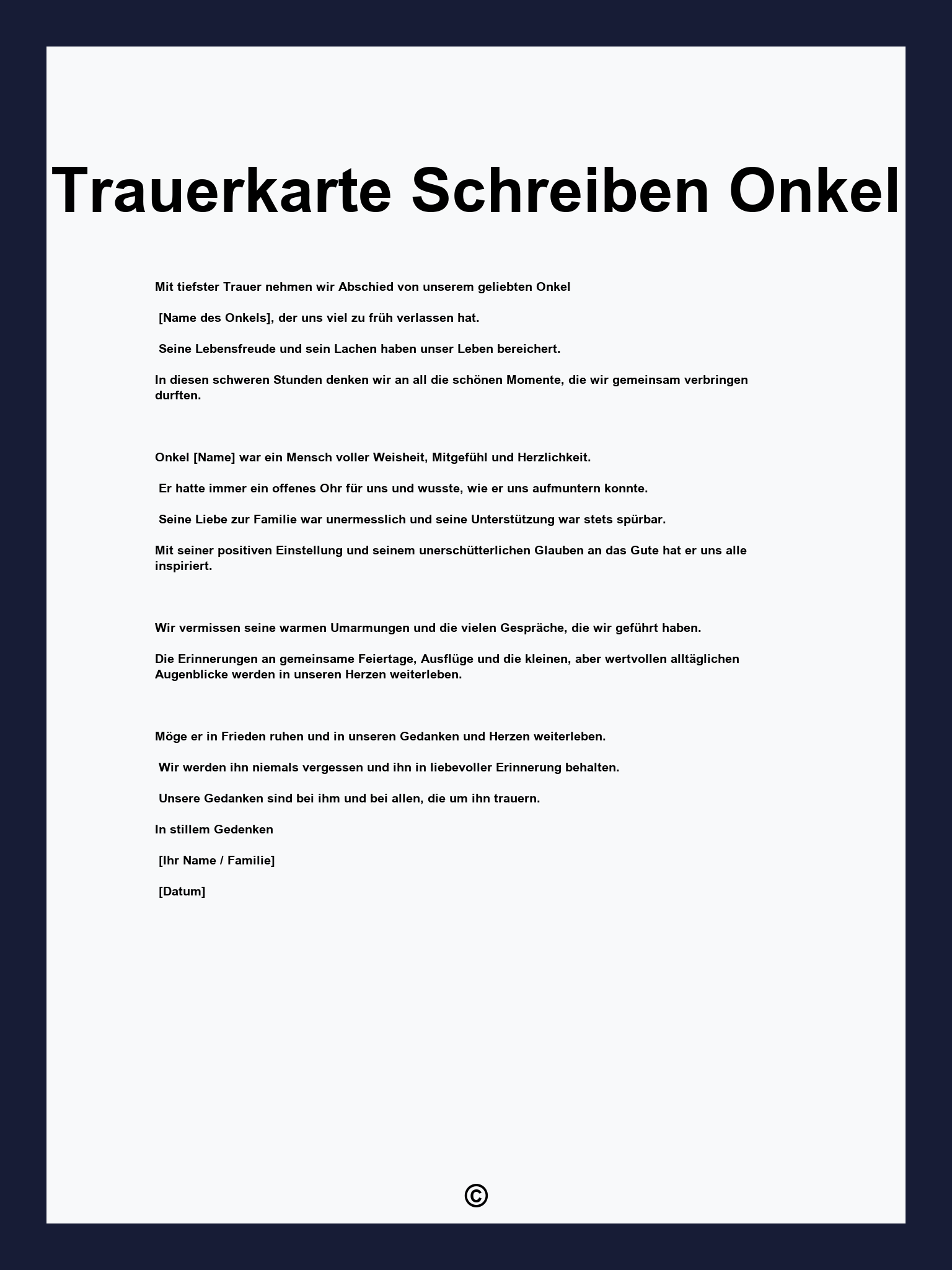 Trauerkarte Schreiben Onkel