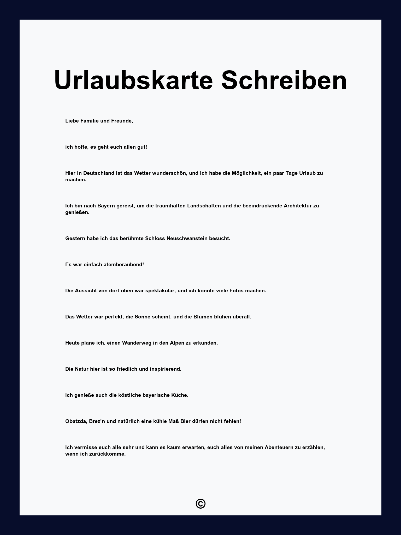 Urlaubskarte Schreiben