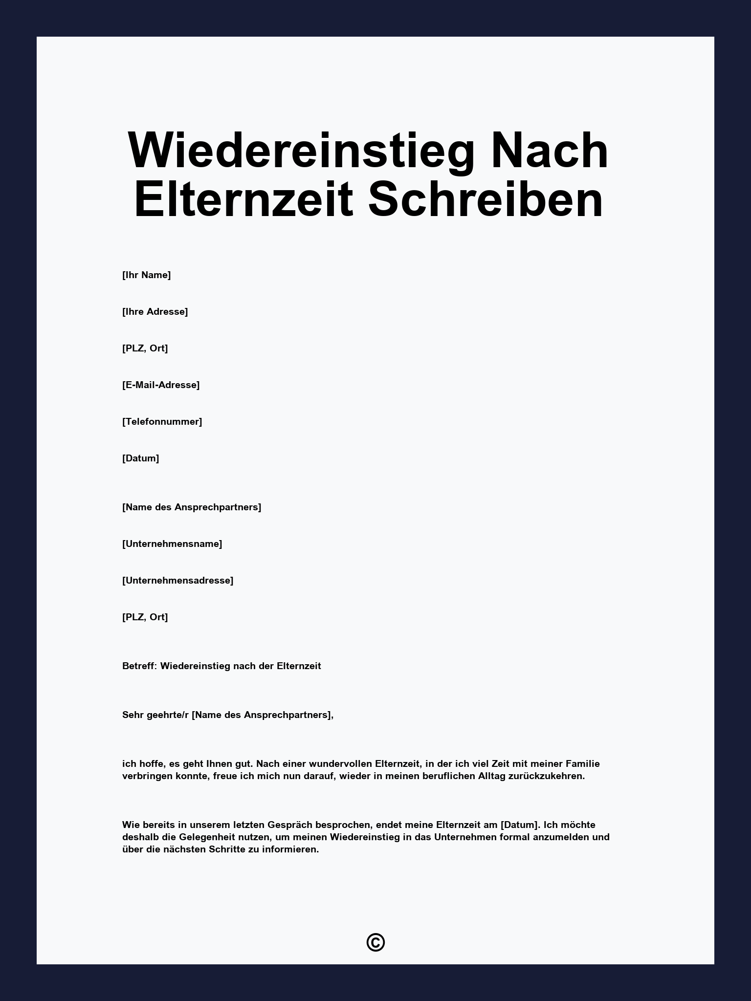 Wiedereinstieg Nach Elternzeit Schreiben