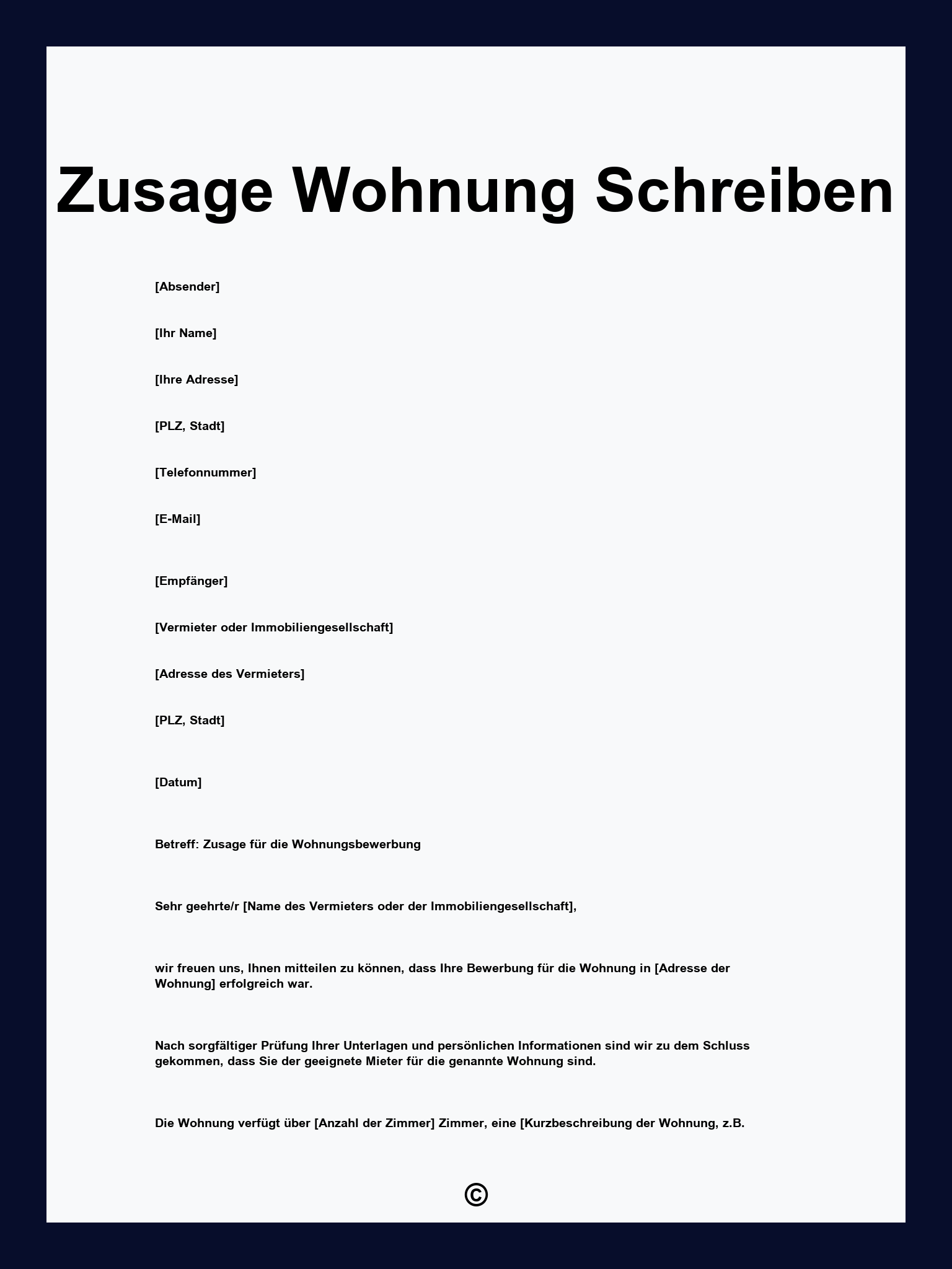 Zusage Wohnung Schreiben